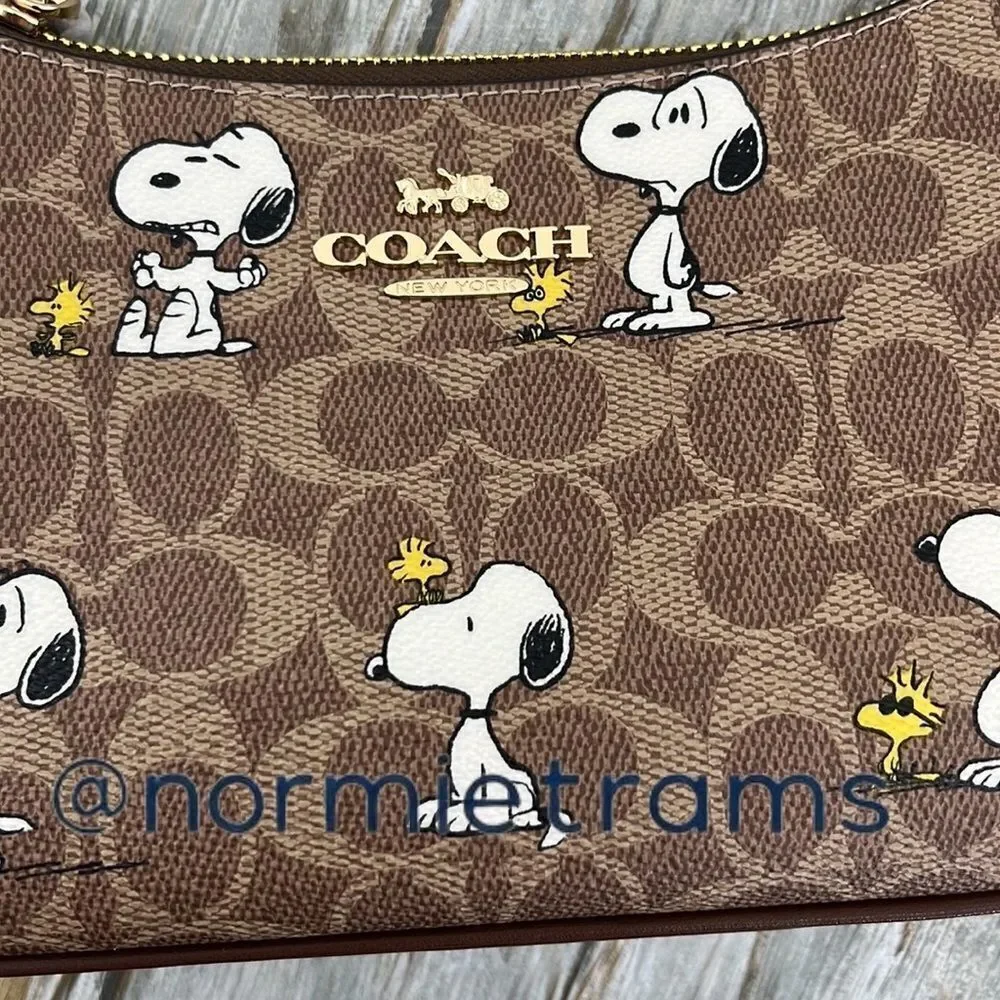 Coach X Peanuts Teri Shoulder Bag In Signature Canvas With Snoopy Print Purse